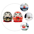 Miniatyrbillede 2 af 4: 2 stk Daruma Figur Keramik Japansk Daruma Dukke Statue Velstand Sikkerhed Darma (FMY) 4.7X4.4X4.2CM