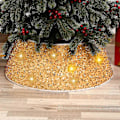 Miniatyrbilde 2 av 5: Juletræringskrage 23,6 tommer Sekvens treeskjørt Glitter Jul tre ring Dobbeltlags fløyel treeskjørt krage Trebasedeksel for jul (FMY) Golden