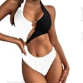 Miniatyrbillede 1 af 2: Badedragt, Heldragt, Bikini Badedragt (FMY) black white m