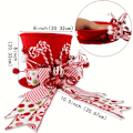Miniatyrbilde 1 av 5: Klassisk rød polyester juletretopp med sukkersticksløyfe - Perfekt for julepynt, innendørs og utendørs bruk (FMY) Red