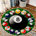 Miniatyrbillede 5 af 5: 120cm Simuleret Billard 8 Ball Rund Blød Stolpude Anti-slip Badeværelsesgulvmåtte Børneværelse Sort Tæppe Dørmatte Arealtæpper (FMY)