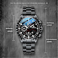 Miniatyrbillede 3 af 5: Herre Ur Klassisk Rustfrit Stål Kvarts Lysende Luksus Armbåndsur Vandafvisende (FMY) Black steel with blue backgr