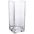 Miniatyrbillede 1 af 5: Høj Kvadratisk Vase Hjemme Dekorativ Blomst Glas Vase Bryllup Fest Bord Midtpunkter (4\"4\"10\")  (FMY)