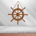 Miniatyrbild 3 av 4: Veeki Medelhavsinspirerat träfartygsskeppshjulsdekoration Dekorativt nautiskt strandfartygsskeppshjul för hemväggfestdekoration-9 tum (FMY)