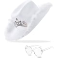 Miniatyrbillede 1 af 5: Pink Cowgirl Hat med pailletter og tiara krone til kvinder Rodeo fest hatte med hjerte (FMY) Parent