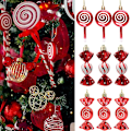 Miniatyrbillede 2 af 5: Forgyldte Røde Slik Lollipop Julekuglepynt 6stk/sæt Juletræspendant Nytår 2024 Julehjemmedekoration Navidad (FMY) blue spiral