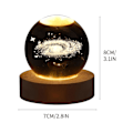 Miniatyrbillede 1 af 2: Galaxy Krystal Kugle Natlampe, LED Solsystem Krystal Kugle Natlampe Med Træbase, Krystal Kugle Lampe Til Drenge Piger Familie Frie (FMY) F