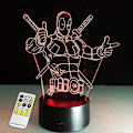 Pikkukuva 1 / 5: Wekity 3D-lamppu Deadpool Kaukosäätimellä Paras Lahja Pojille Akryyli Pöytä Yövalo Kalusteet Koristeellinen Värikäs 7 Väriä Vaihtuu Kotitalous H (FMY)