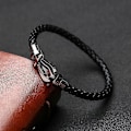 Miniatyrbillede 3 af 5: Læderarmbånd til mænd med flet, læderarmbånd med hestesko-spænde i rustfrit stål, U-formet armbåndssmykke til mænd (FMY) gold 18cm