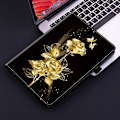 Miniatyrbillede 2 af 5: Maltet Cover i Læder med Malet Design til Samsung Galaxy Tab A 9.7 T550 T555 P550 (FMY) Gold Butterfly Rose