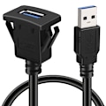 Miniatyrbilde 1 av 5: USB Panel Innfelt Monteringskabel USB 3.0 Forlengelse USB-feste, Dashbordfeste, Innfelt Feste, Panelmonteringskabel, For Bil, Båt, Motorsykkel (firkantet enkel USB 3.0