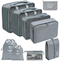 Miniatyrbild 2 av 5: 7/8/9/10 Delars Set Reseorganisatör Förvaringsväskor Resväska Packningskuber Set Fodral Bärbar Bagage Kläder Sko Ordning Påse Vikbar 9 pcs grey