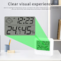 Miniatyrbillede 6 af 7: Smiling Fa Temperatur- og Fugtighedsmåler Indendørs Husholdningsvejrstation LCD Digitalt Termometer Hygrometer Med Vækkeur White