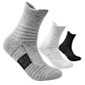 Pikkukuva 1 / 7: 3 paria/erä miesten sukkia kompressiosukat hengittävät koripallo urheilu pyöräilysukat kosteutta siirtävät erittäin joustavat putkisukat 3pairs Mixed Colors Single code