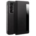 Ægte Koskindslæder Etui med Smart View Vindue til Honor Magic V2 5G Black