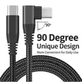 Miniatyrbilde 4 av 5: 3m 90-graders Type-C til Type-C-kabel PD 60W USB 2.0 Hurtiglading Datakabel Grey