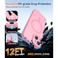 Miniatyrbilde 7 av 7: Magnetisk deksel for iPhone 16 Pro Max med full kamerabeskyttelse [Kompatibel med MagSafe] [Transparent matt] Beskyttende telefondeksel, Lilla Rosa Pink iPhone 14