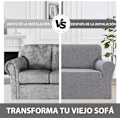 Miniatyrbild 5 av 8: Justerbara 3- och 2-sits sofföverdrag, Stort 3-sits sofföverdrag, Stretch sofföverdrag, Slitstarkt stretch sofföverdrag, Ljusgrå Light Grey Large 3-seater (215-250 cm)