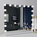 Miniatyrbilde 1 av 4: 70 x 55 cm Hollywood Sminkespeil med Lys, 3 Fargemoduser, 12 Dimbar LED-lys, Stort Toalettspeil med USB-lading, Kun Lys