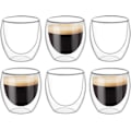 Miniatyrbillede 1 af 5: 6 stk. Dobbeltvæggede Kopper Glas Krus, Klare Dobbeltvæggede Kaffekopper, Dobbeltvægget, Cappuccino, Latte og Isolerede (80 ml)