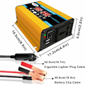 Miniatyrbild 4 av 5: 12V 220V inverter, 4000W ren sinusvåg inverter DC 12V 220V/110V bil inverter med dubbel spänningsdisplay och USB-portar 4.2A laddare,