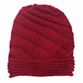 Miniatyrbilde 3 av 3: Ullhatt, dame vinter varm ensfarget heklet plissert tykk myk brettet hatt ull strikket slouchy luer Red