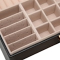 Miniatyrbillede 3 af 8: Sort læder smykkeskrin til kvinder, smykkeorganisator med 2 poser til halskæder og armbånd style1
