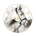 Marble Wall Clock with Horse Head Pattern UV Print Stereo Acrylic No Battery