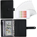 Miniatyrbild 2 av 7: A6 Budget Planner med 12 Kontantkuvert, Färgglad PU Läder Notebook Pärm med 12 st A6 Pärmfickor black A6