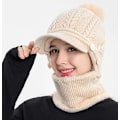 Miniatyrbilde 3 av 5: Ettdelt Slouchy Fleece Beanie Skjerf Maske Varm Vinter Strikket Lue Tykk Skull Skilue for Kvinner
