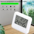 Miniatyrbillede 3 af 7: Smiling Fa Temperatur- og Fugtighedsmåler Indendørs Husholdningsvejrstation LCD Digitalt Termometer Hygrometer Med Vækkeur White