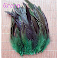 Miniatyrbillede 2 af 4: 50 stk. naturlige hanehalefjer 13-18 cm hane fjer sorte fjer til karneval Halloween julehåndværk dekoration Grass green