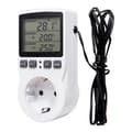 Digital temperaturregulator stikkontakt EU-stik termostat med timer switch sensor sonde varme køling [DB] hvid white EU