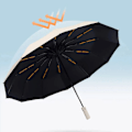 Miniatyrbillede 6 af 7: Automatisk foldbar paraply, vindafvisende, stor luksusparaply med sort belægning, 12 ribber, 1 stk 1pc black