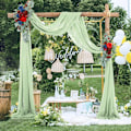 Miniatyrbillede 6 af 9: Gardiner til værelset Chiffon stof Draperingsgardin Bryllupsdekoration Festartikler Ceremoni Reception Dekorativ cortinas Red wine 75x400cm