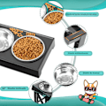 Miniatyrbillede 6 af 6: Høje skåle i rustfrit stål til små, mellemstore og store hunde, hævet stativ til kæledyr med langsom fodring, 3 justerbare højder Stainless And Slow