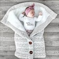 Miniatyrbild 8 av 9: Sovsäck för bebis, foder av konstgjord kashmir för barn, nyfödd inlindning, filt för barnvagn Khaki Sleeping Bag