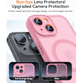 Miniatyrbild 4 av 7: Magnetiskt skal för iPhone 16 Pro Max med fullständigt kameraskydd [Kompatibelt med MagSafe] [Transparent matt] Skyddande mobilskal, Lila Rosa Pink iPhone 13