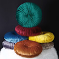 Miniatyrbilde 6 av 9: Rund Puff Tatami Pute Gulvputer Sittepute Pyntepute Sittepute Hjem Sofa Tatami Pute Yellow