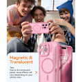 Miniatyrbild 3 av 7: Magnetiskt skal för iPhone 16 Pro Max med fullständigt kameraskydd [Kompatibelt med MagSafe] [Transparent matt] Skyddande mobilskal, Lila Rosa Pink iPhone 16 Pro Max