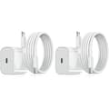 2-pakke - iPhone-lader Adapter + Kabel 20W USB-C Hurtiglader Hvit one size