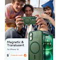 Miniatyrbild 2 av 6: Magnetiskt Skal för iPhone 16 Pro Max med Fullständigt Kameraskydd [Kompatibelt med MagSafe] [Transparent Matt] Skyddande Mobilskal, Lila Djup Gr Deep Green iPhone 16