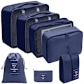 Miniatyrbild 2 av 5: 7/8/9/10 Delars Set Reseorganisatör Förvaringsväskor Resväska Packningskuber Set Fodral Bärbar Bagage Kläder Sko Ordning Påse Vikbar 7 pcs navy blue
