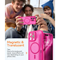 Miniatyrbilde 3 av 7: Magnetisk deksel til iPhone 16 Pro Max med full kamerabeskyttelse [MagSafe-kompatibel] [Transparent matt] Beskyttende telefondeksel, Lilla Hot Pink Hot Pink iPhone 16 Pro