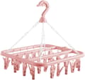 (Pink) Clothes dryer with 32 clips and foldable stand, Clothes dryer E