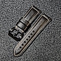 Miniatyrbild 2 av 3: Äkta Läder Retro Klockarmband 24mm Universellt Klockarmbandsspänne Black Style B