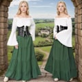 Miniatyrbilde 4 av 7: Middelalderkostyme for kvinner, middelalderkjole for kvinner med hette, lange ermer, lang kjole, cosplay-kjoler for kvinner til Halloween XXL