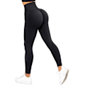 Pikkukuva 1 / 4: Saumattomat, pakaroita kohottavat treenileggingsit naisille, acid wash -korkeavyötäröiset joogahousut, mustat kuntosalileggingsit black S