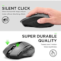 Miniatyrbilde 4 av 5: Bluetooth Mus, Oppladbar Trådløs Mus Multi-Enhet (Tri-Mode: BT 5.0/4.0+2.4Ghz), Stille, 3 DPI Justering, Ergonomisk Optisk Bærbar Mus