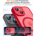 Miniatyrbild 3 av 7: Magnetiskt Skal för iPhone 16 Pro Max med Fullständigt Kameraskydd [MagSafe-kompatibelt] [Transparent Matt] Skyddande Mobilskal, Hot Pink Röd Red iPhone 14